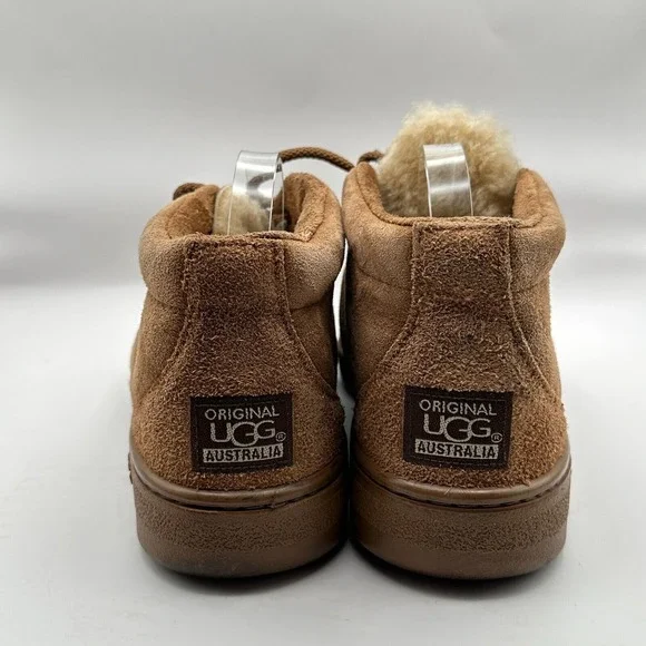 Vtg UGG Chukka Boots Mens Size 11 Brown Suede Pure Wool Lined Winter Luxury Cozy